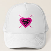 Supergirl Hearts Diagonal Pattern Truckerkappe (Vorderseite)