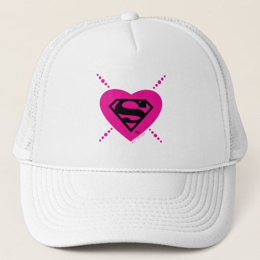 Supergirl Hearts Diagonal Pattern Truckerkappe (Vorderseite)