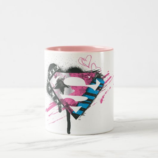 Supergirl Hearts Logo Zweifarbige Tasse (Mittel)