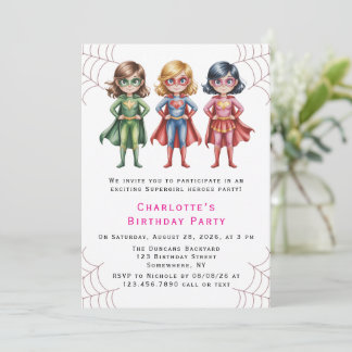 Supergirl Heroes Geburtstagsparty für Mädchen Einladung
