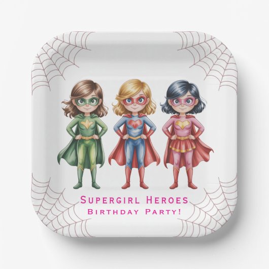 Supergirl Heroes Geburtstagsparty für Mädchen Pappteller (Vorderseite)