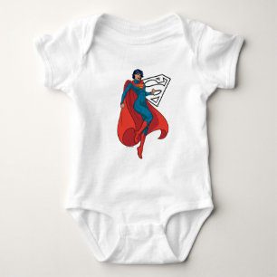 Supergirl Hovering in Blue Anzug Baby Strampler
