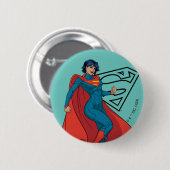 Supergirl Hovering in Blue Anzug Button (Vorne & Hinten)