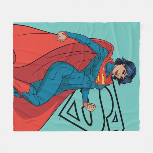 Supergirl Hovering in Blue Anzug Fleecedecke (Vorderseite (Horizontal))