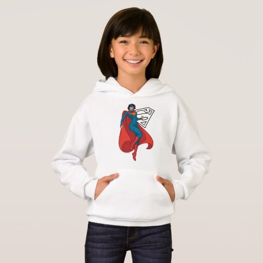 Supergirl Hovering in Blue Anzug Hoodie (Vorne ganz)