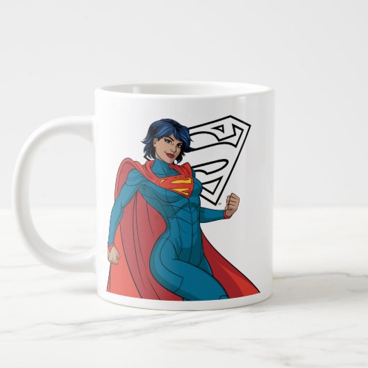 Supergirl Hovering in Blue Anzug Jumbo-Tasse (Links)