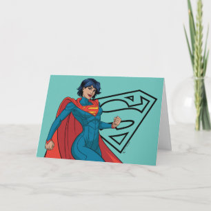 Supergirl Hovering in Blue Anzug Karte
