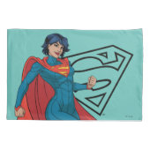 Supergirl Hovering in Blue Anzug Kissenbezug (Rückseite)