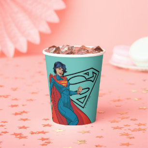 Supergirl Hovering in Blue Anzug Pappbecher