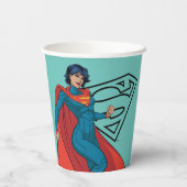 Supergirl Hovering in Blue Anzug Pappbecher (Rückseite)
