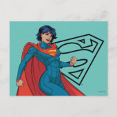 Supergirl Hovering in Blue Anzug Postkarte (Vorderseite)