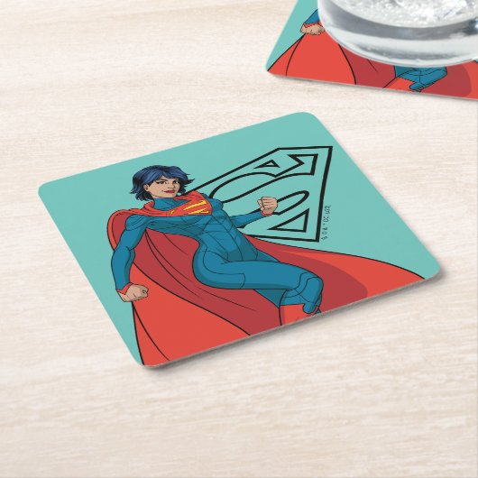 Supergirl Hovering in Blue Anzug Rechteckiger Pappuntersetzer (angewinkelt)