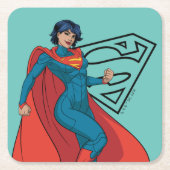 Supergirl Hovering in Blue Anzug Rechteckiger Pappuntersetzer (Vorderseite)