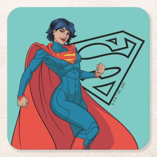 Supergirl Hovering in Blue Anzug Rechteckiger Pappuntersetzer (Vorderseite)