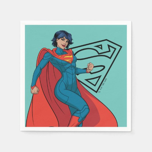 Supergirl Hovering in Blue Anzug Serviette (Vorderseite)