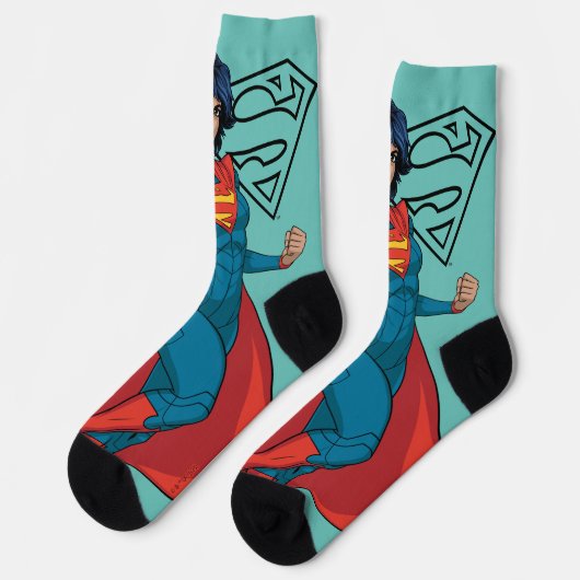 Supergirl Hovering in Blue Anzug Socken (Linkes Detail)