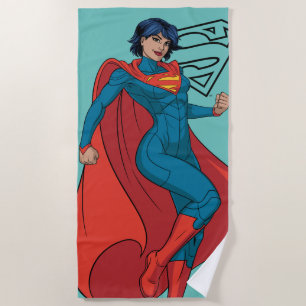Supergirl Hovering in Blue Anzug Strandtuch