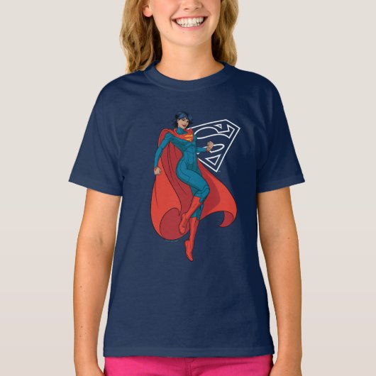 Supergirl Hovering in Blue Anzug T-Shirt (Vorderseite)