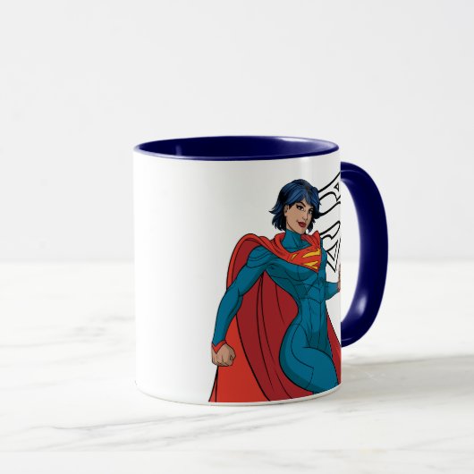 Supergirl Hovering in Blue Anzug Tasse (VorderseiteRechts)