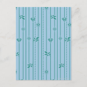 Supergirl Leaf Muster Blau Postkarte