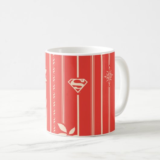 Supergirl Leaf Pattern Red Kaffeetasse (VorderseiteRechts)