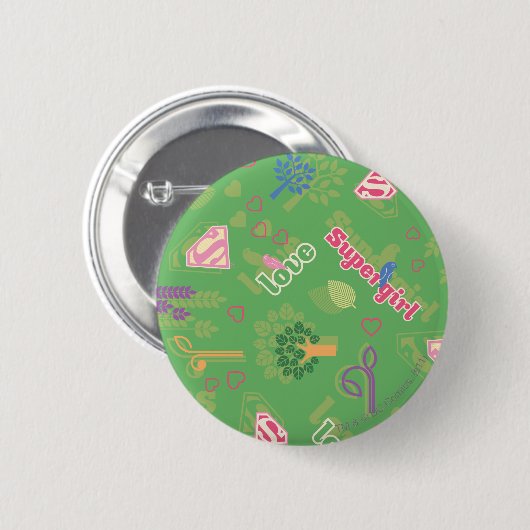 Supergirl-Liebe-Muster Button (Vorne & Hinten)