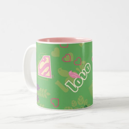 Supergirl-Liebe-Muster Zweifarbige Tasse (Vorderseite Links)