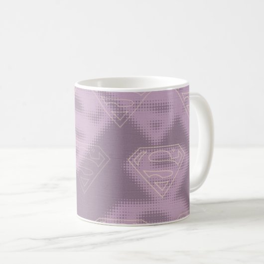 Supergirl-Lila-Halftone-Logo Kaffeetasse (VorderseiteRechts)