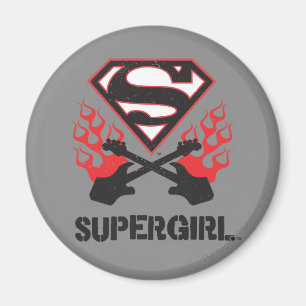 Supergirl Logo Black Flaming Gitarren Magnet