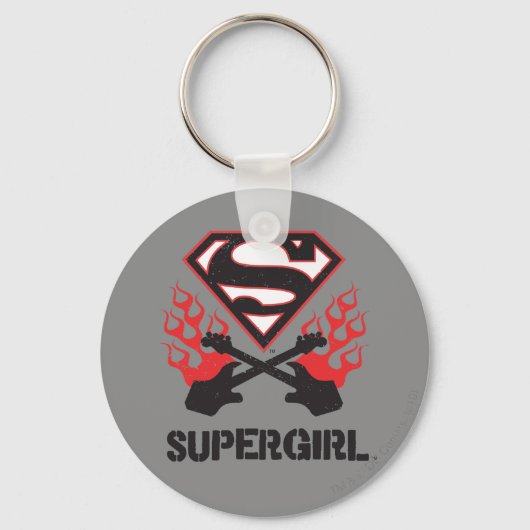 Supergirl Logo Black Flaming Gitarren Schlüsselanhänger (Vorderseite)
