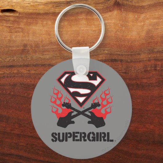 Supergirl Logo Black Flaming Gitarren Schlüsselanhänger (Vorderseite)