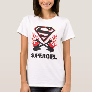 Supergirl Logo Black Flaming Gitarren T-Shirt