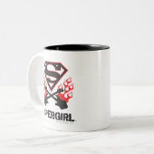 Supergirl Logo Black Flaming Gitarren Zweifarbige Tasse (Vorderseite Links)