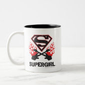 Supergirl Logo Black Flaming Gitarren Zweifarbige Tasse (Links)