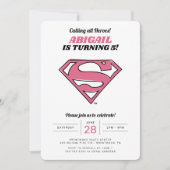 Supergirl Logo Girls Geburtstagseinladung Einladung (Vorderseite)