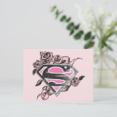 Supergirl-Logo mit Rose Postkarte (Stehend Vorderseite)