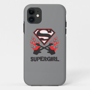 Supergirl Logo-Schwarz-lodernde Gitarren Case-Mate iPhone Hülle