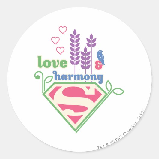 Supergirl Love & Harmony Runder Aufkleber (Vorderseite)