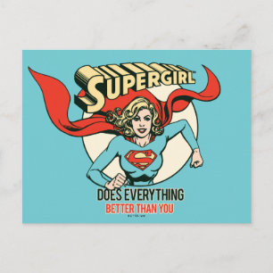 Supergirl macht alles besser als du postkarte