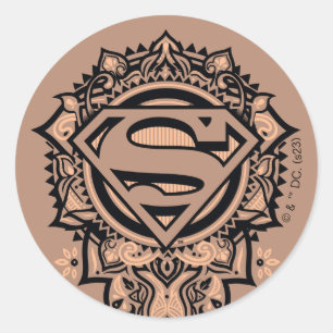 Supergirl Mandala Graphic Runder Aufkleber