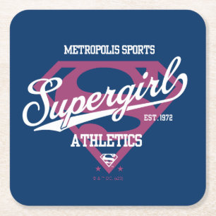 Supergirl Metropolis Sportathletik Grafik Rechteckiger Pappuntersetzer
