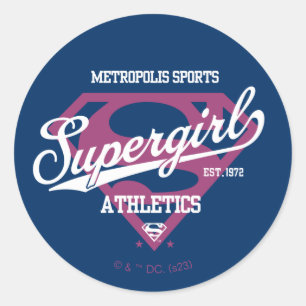 Supergirl Metropolis Sportathletik Grafik Runder Aufkleber