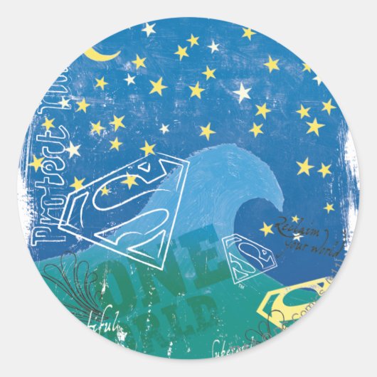 Supergirl One World Runder Aufkleber (Vorderseite)