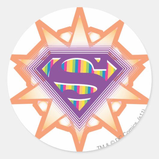 Supergirl Orange Sternexplosion Runder Aufkleber (Vorderseite)