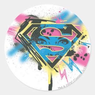 Supergirl Paint and Spills Runder Aufkleber