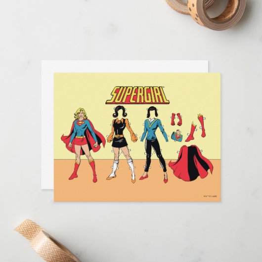 Supergirl Paper Doll Graphic Mitteilungskarte (Vorderseite/Rückseite Beispiel)
