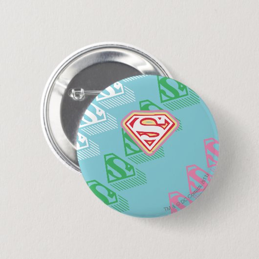 Supergirl Pastel Repeat Pattern Button (Vorne & Hinten)
