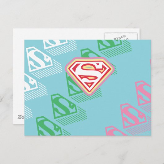 Supergirl Pastel Repeat Pattern Postkarte (Vorne/Hinten)