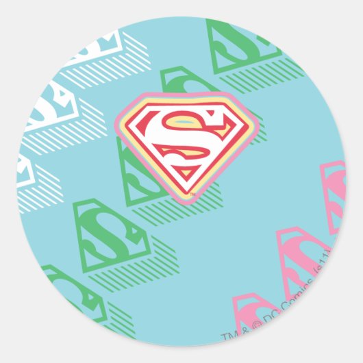Supergirl Pastel Repeat Pattern Runder Aufkleber (Vorderseite)