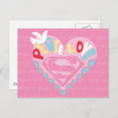 Supergirl Peace und Liebe Pink Postkarte (Vorne/Hinten)